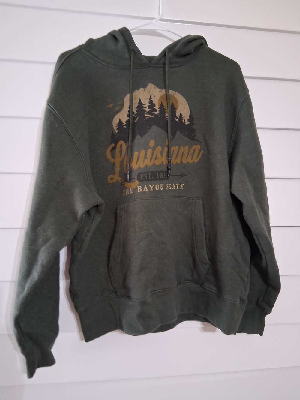 Louisiana Graphic Hooded Sweatshirt - Olive Green